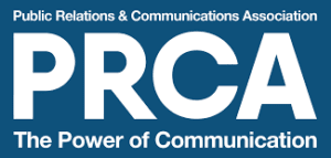 The PRCA Public Relations & Communications Association logo on a blue background with white text
