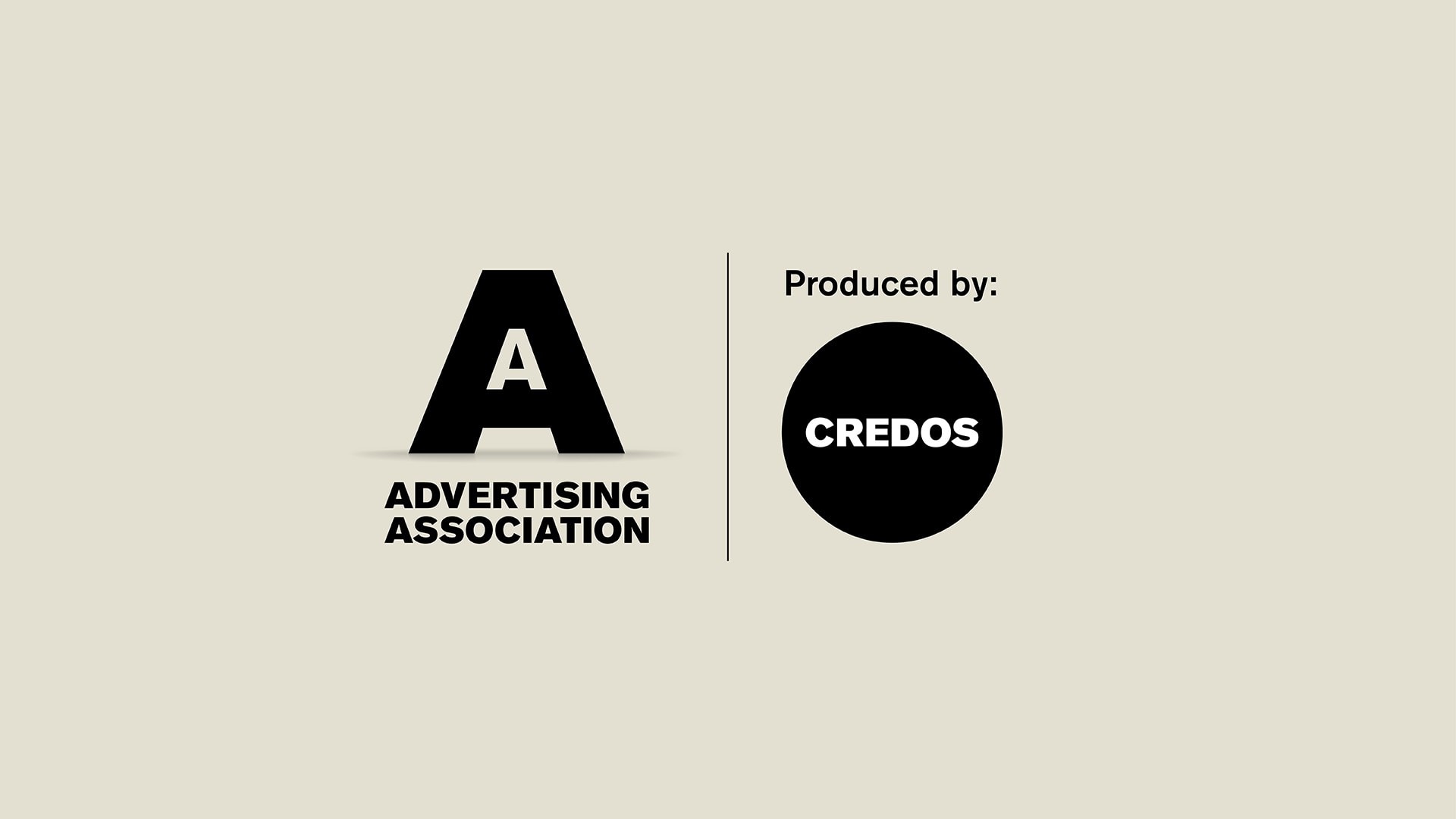 The Advertising Association and Credos Logos in black on a beige background