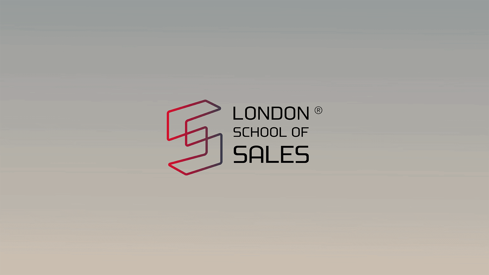 The London School of Sales LSOS Logo on a grey background with red to black gradient text