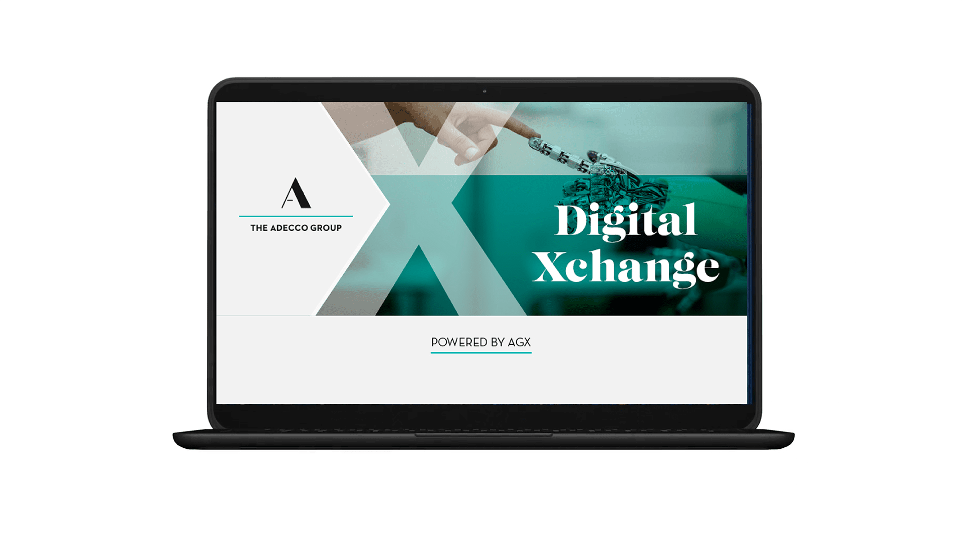 An image of a laptop displaying the Adecco Group AGX Digital Xchange Report Cover