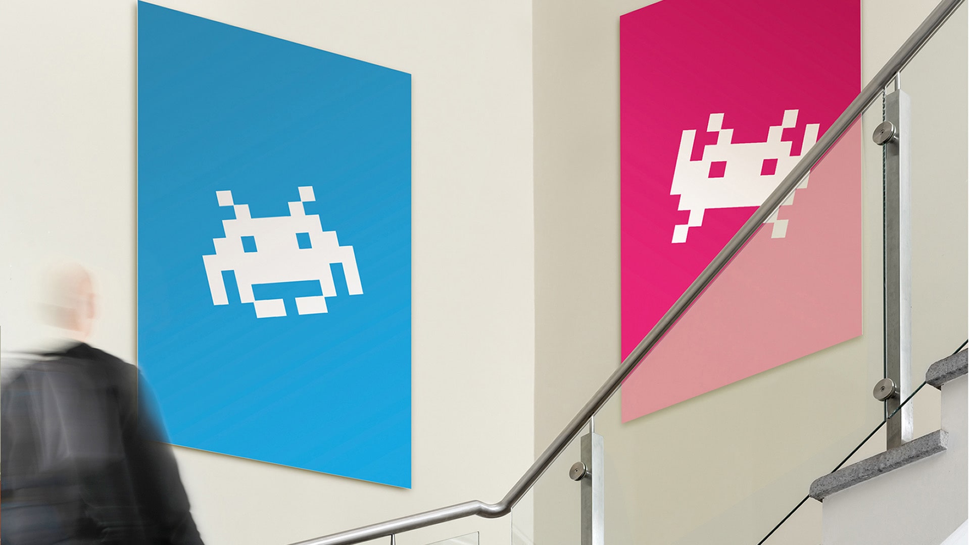 Two Brand-e Gamification Event Posters on a wall