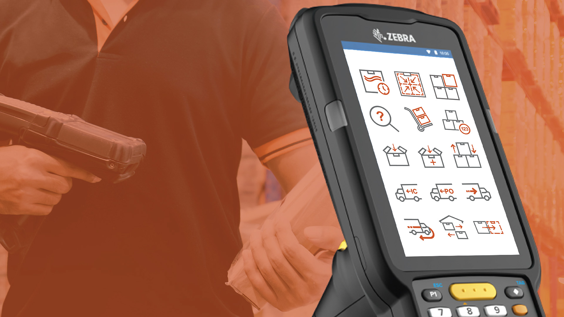 An electronic scanning device displaying the Edisoft Supply Chain Solutions Warehouse Scanner Icons