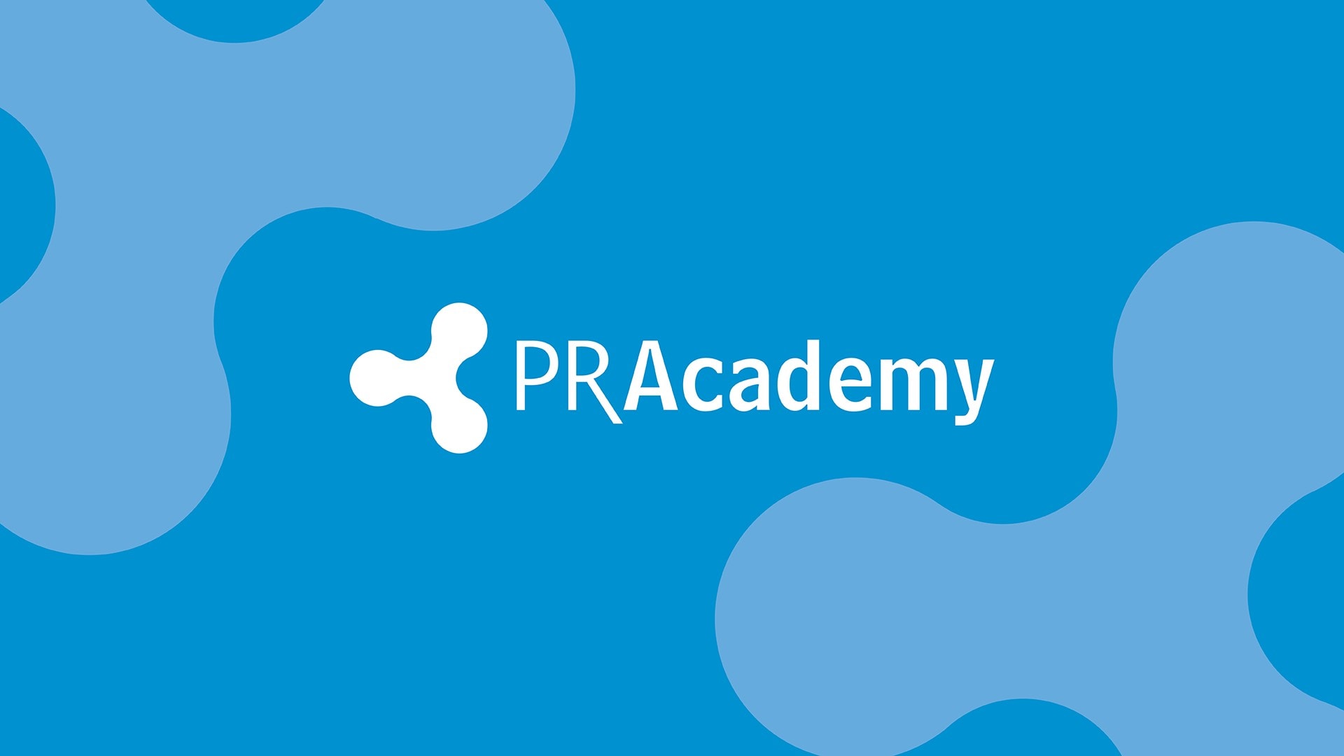 The PR Academy Logo in white on a Blue Background