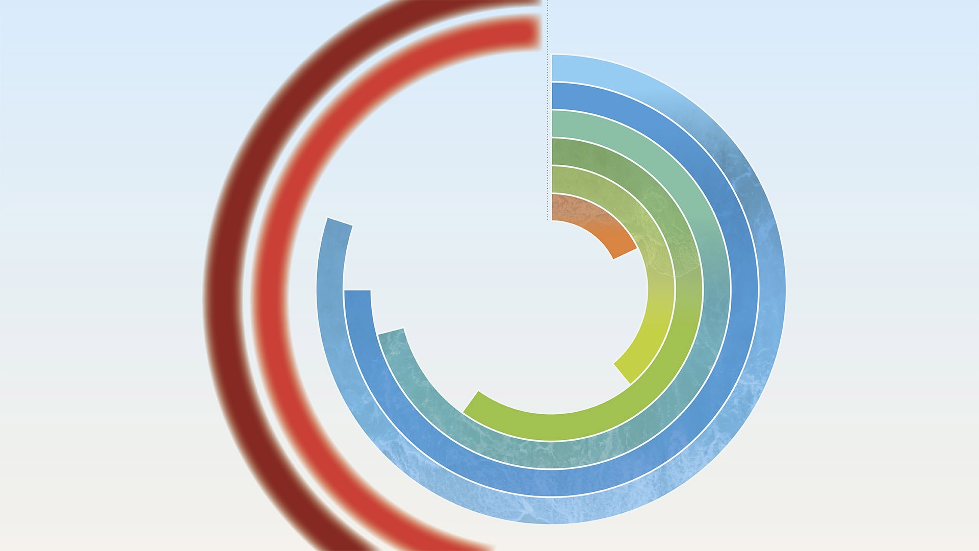 An illustration of a colourful series of cut out circles for the Climate Crisis Misinformation PRCA Opinium data blog article