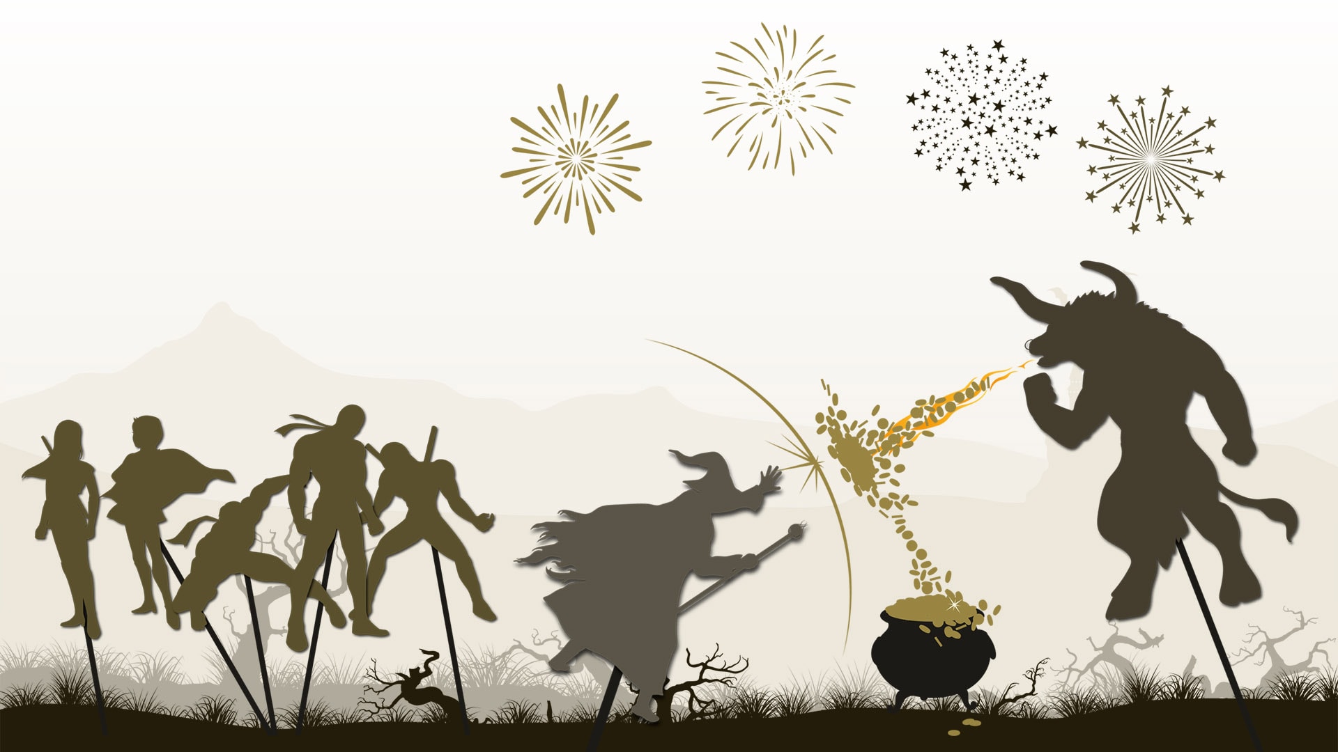 A graphic with story book character silhouettes on sticks for a NEO blog article for Think Creative.